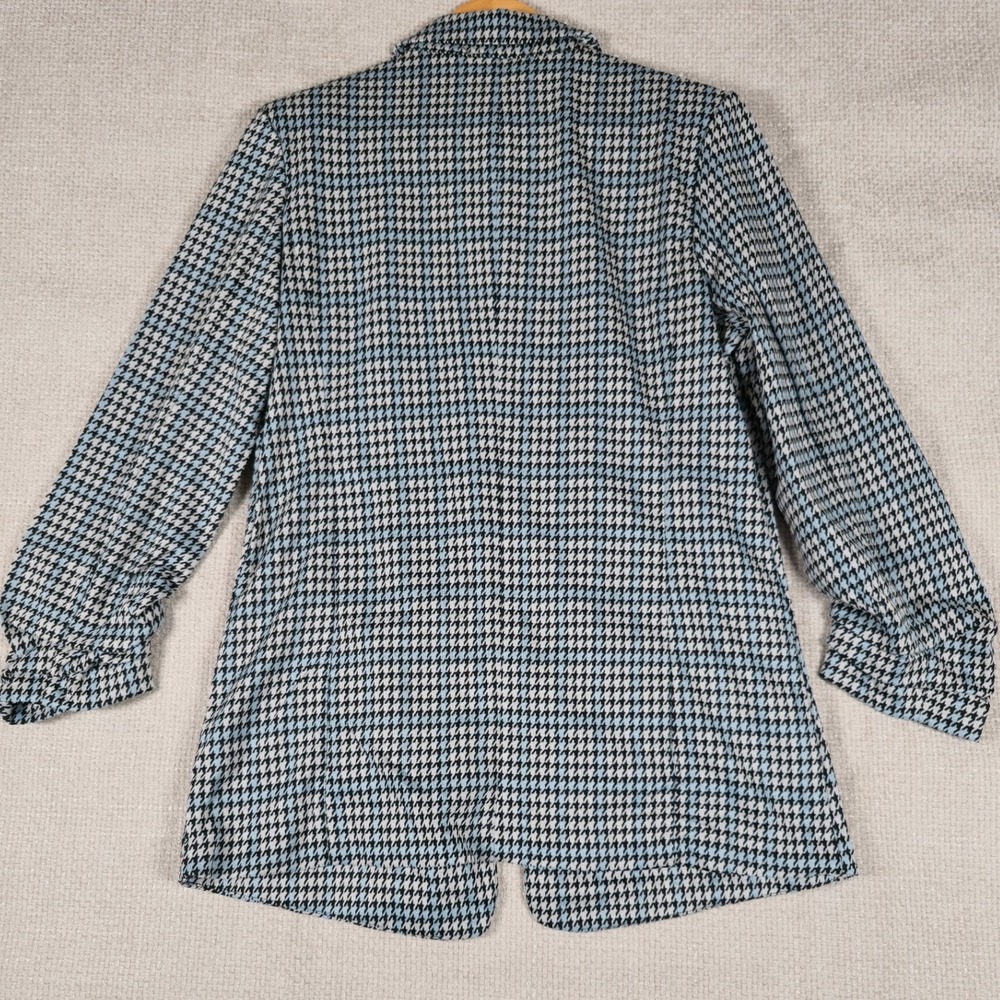 Philosophy Republic Clothing Womens Houndstooth Blazer Jacket L Black White Blue - Picture 6 of 10